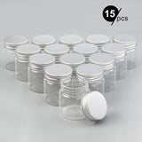 Mini Glass Bottles with Aluminum Cap Screw Top Lids, Chalkboard Sticker Labels, for DIY Art Craft Storage, Clear, 5.6x4.7cm, Capacity: 50ml