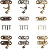 Iron Wooden Box Lock Catch Clasps, Jewelry Box Latch Hasp Lock Clasps, with Replacement Screws, Mixed Color, 26x23x6.5mm, Hole: 2mm, 23x8.5x7mm, Hole: 2mm, Screw: 8x4mm, Pin: 2.5mm, 3colors, 20sets/color, 60sets/box