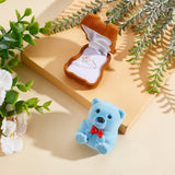 2Pcs 2 Colors Bear-Shaped Plastic Flocking Boxes, with Mat Inside, for Earrings, Rings, Necklaces Storage, Mixed Color, 5.3x4.4x3.8cm, 1pc/color