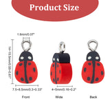 100Pcs Handmade Polymer Clay Charms, with Platinum Tone Iron Loop, Ladybug, Red, 14~15.5x7.5~8.5x4~5mm, Hole: 1.8mm