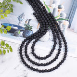 Natural Lava Rock Beads Strands, Round, Black, 6mm, hole: 0.8mm, about 60pcs/strand, 16 inch
