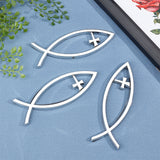 Easter Theme ABS Plastic Jesus Fish Decal Sticker, 3D Car Decal Emblem Sticker, for Jesus Christian Fish Symbol, Silver, 140x46x6mm