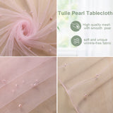 Nylon Mesh Fabric, with Acrylic Imitation Pearl Beads, for Dress Costumes Decoration, Hot Pink, 150x0.01cm