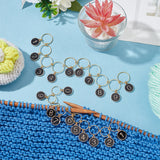 2Pcs 2 Style Alloy Enamel Flat Round Charm Knitting Row Counter Chains,  for Tracking Project Progress, Fit for Needles Up To 10mm/14mm, Black, 13.5~17.7cm, 1pc/style