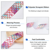 20 Yards Flat Printed Polyester Grosgrain Ribbon, Scaled Print Ribbon, Colorful, 38x0.4mm