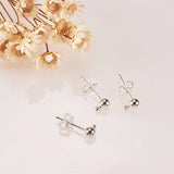Brass Post Earring Findings, with Loop, Nickel Free, Silver, Pin: 0.8mm, 16x4mm, Hole: 1mm