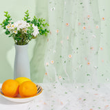 Daisy Pattern Embroidered Polyester Tulle Lace Fabric, Garment Accessories, White, 126x0.2cm, 2yard/pc