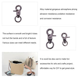 Zinc Alloy Swivel Lobster Claw Clasps, Swivel Snap Hook, Gunmetal, 31x19x6.5mm, Hole: 9x5mm