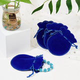 Velvet Bags, Calabash Shape Drawstring Jewelry Pouches, Medium Blue, 9x7cm