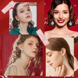 DIY Christmas Theme Earrings Making Kit, Snowflake & Bowknot & Poinsettia Alloy Pendants, Butterfly & Bicone & Imitation Pearl Glass Beads, Brass Earring Hooks, Mixed Color, 198Pcs/box