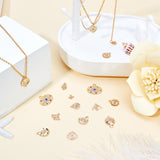 Alloy Pendants, with Crystal Rhinestone, Cadmium Free & Nickel Free & Lead Free, Hammered, Mixed Shapes, Real 18K Gold Plated, 22pcs/box