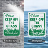 UV Protected & Waterproof Aluminum Warning Signs,  inchKeep Off The Grass inch Sign, Green, 250x180x1mm, Hole: 4mm