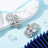 2Pcs Detachable Flower Shoe Decoration, with Alloy Buckle Clip, Crystal Glass Rhinestone, Crystal, 43x63x13mm