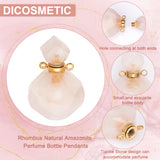 2Pcs 2 Colors  Rhombus Natural Rose Quartz Perfume Bottle Pendants, with 304 Stainless Steel Findings, Faceted, Golden & Stainless Steel Color, 26~27x17~17.5x8~8.5mm, Hole: 1.4mm, Capacity: about 2ml(0.06 fl. oz), 1pc/color