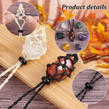 DIY Gemstone Braided Pendant Necklace Making Kit, Including Waxed Polyester Cord Macrame Pouch Necklace Making, Nugget Natural Gemstone Beads, 9Pcs/bag