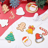 12Pcs 6 Style Christmas Theme Towel Embroidery Cloth Self Adhesive Patches, Costume Accessories, Hat/Candy Cane/Santa Claus, Mixed Color, 70~81x45~71x2~3mm, 2pcs/style