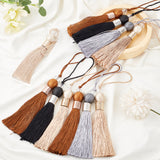 8Pcs Polyester Tassel Pendant Decorations, with CCB Plastic Beads, Coconut Brown, 22.7~23.6cm