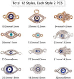Alloy Links, with Crystal Rhinestone and Enamel, Mixed Shapes, Mixed Color, 13.5~27x7.5~14.5mm, Hole: 1.4~2mm,  2pcs/shape, 24pcs/box, Container: 25.5x8x3.5mm