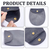 12Pcs Velvet Jewelry Storage Pouches, Oval Jewelry Bags with Golden Tone Snap Fastener, for Earring, Rings Storage, Gray, 8.3x7.7x0.8cm