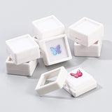 Acrylic Jewelry Box, with Sponge, Square, White, 2.95x2.95x1.65cm