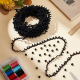 Ornament Accessories Kits, Including Resin Imitation Pearl Shank Buttons, 1-Hole, with Polyester Elastic Cord with Loops, Black