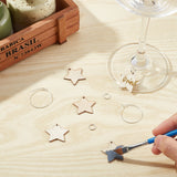DIY Star Wine Glass Charm Tags Making Kit, Including Brass 20Pcs Wine Glass Charm Rings & 30Pcs Jump Rings, 20Pcs Wood Pendants, Antique White, 70pcs/box