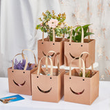 Funny Craft Paper Handbags, Gift Bags with Smiling Shape Clear Windows, Rectangle, Peru, Unfold: 26x15x15cm