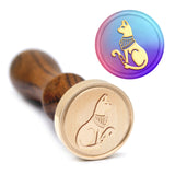 Brass Wax Seal Stamp with Handle, for DIY Scrapbooking, Cat Pattern, 89x30mm