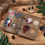 Flip-Page Hook & Loop Patch Book DIY Kit, Tactical Patch Booklet Organizer, including 2Pcs Removable PP Ring Binders, 5Pcs Velvet Panel Board, with Iron Finding , Dark Khaki, Board: 268x189x5mm, Hole: 12mm