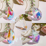 5Pcs Glass Ceiling Fan Pull Chain Extenders, Hanging Sun Catchers, with 304 Stainless Steel Ball Chain, Mixed Shapes, Mixed Color, 353~364mm