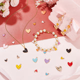 64Pcs 16 Style Alloy Enamel Pendants, Light Gold, Heart Charm, Mixed Color, 9~16x8.5~15x1.5~3mm, Hole: 1.4~1.6mm, 4pcs/style