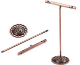 T Bar Iron Earring Displays Sets, Jewelry Display Rack, Jewelry Tree Stand, Red Copper, 90x60x35mm, 110x60x35mm, 125x60x35mm, 3pcs/set