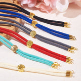 Polyester Cord Bracelet Making, Slider Bracelets, with Golden Plated Brass Findings, Flat Round with Tree, Mixed Color, 4-7/8 inch(12.5cm)x2mm, 5colors, 1pc/color, 5pcs/box