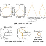 Big Wire Wrap Geometry Dangle Earring DIY Making Kit, Include 304 Stainless Steel Wire Pendants & Jump Rings & Earring Hooks, Mixed Color, 152pcs/box