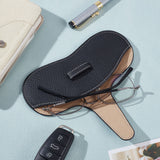 PU Leather Glasses Case, for Eyeglass, Sun Glasses Protector, with Suede Fiber Glasses Cleaning Cloth, Black, Case: 87x175x8mm, 1pc/bag