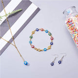 Handmade Evil Eye Lampwork Beads Strands, Flat Round, Blue, 10x4mm, Hole: 1mm, 38pcs/strand, 14.1 inch~14.5 inch, 1strand/box