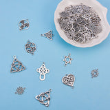 Alloy Knot Pendants and Links Set, Mix Shapes, Antique Silver, 60pcs/set