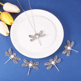 DIY Pendant Making, Tibetan Style Zinc Alloy Pendant Rhinestone & Tray Settings and Transparent Glass Cabochons, Dragonfly, Antique Silver, 42x46.3x2mm, Hole: 2.5mm, Tray: 8.5mm