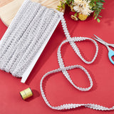 Sparkle Braided Polyester Lace Trim, Garment Accessories, Silver, 3/8~1/2 inch(11~12mm), 22.5 yards/card