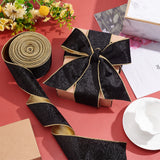 10 Yards Polyester & Cotton Ribbons, Garment Accessories, for Bouquet Decoration, Bowknot Making, Gold, 2-1/2 inch(65mm)