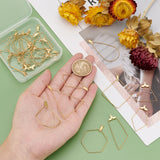 36Pcs Kite & Geometry 304 Stainless Steel Wire Pendants, Hoop Earring Findings, Golden, 40x20x0.6mm, Hole: 1.4mm, 4pcs/style