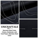 304 Stainless Steel Cable Chains, Soldereds, with Card Paper, Stainless Steel Color, 1.5x1x0.3mm, about 32.81 Feet(10m)/Bag