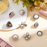 8pcs 8 style Alloy Shoe Buckle Clips, with Resin Pearl Beads & Rhinestone, Mixed Shapes, for Shoes Bag Decoration, Mixed Color, 19~25.5x18.5~25.5x12~17mm, 1pc/style