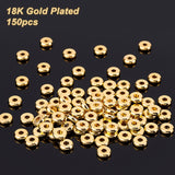 Brass Spacer Beads, Flat Round, Real 18K Gold Plated, 6x1.5mm, Hole: 2mm, 150pcs/box