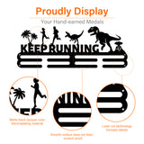 Iron Medal Holder Frame, Medals Display Hanger Rack, with Screws, Rectangle & Dinosaur with Word KEEP RUNNING, Electrophoresis Black, 150x400mm