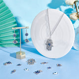 Evil Eye Jewelry Making Finding Kit, Including Zinc Alloy Connector Charms & Pendants, with Enamel, Flat Round & Hamsa Hand & Owl, Mixed Color, 16~50x12~36x3.5~5.5mm, Hole: 1.8~3.5mm, 32Pcs/box