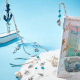 DIY Ocean Theme Metal Bookmask Making Kits, Alloy Links & Pendants & Bookmarks, Glass & Synthetic Turquoise Beads, Brass Eye Pin, Antique Silver & Platinum, Bookmarks: 6Pcs/set