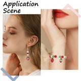 50Pcs 5 Styles Printed Alloy Pendants, Strawberry Charm, Light Gold, Mixed Color, 17x10.5x2.5mm, Hole: 1.8mm, 10pcs/style