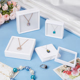 6Pcs 2 Styles Square Plastic Loose Diamond Storage Boxes, Gemstone Display Case with Clear Window and Sponge inside, White, 6.9~9x6.9~9x2~2.7cm, 3pcs/style