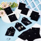 Square Velvet Jewelry Pouches, Jewelry Gift Bags with Snap Button, for Ring Necklace Earring Bracelet, Black, 5.9x6x0.9cm